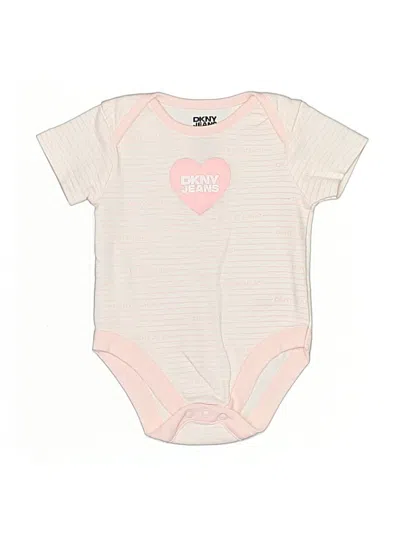 Pre-owned Dkny Jeans Babies' Short Sleeve Onesie In White