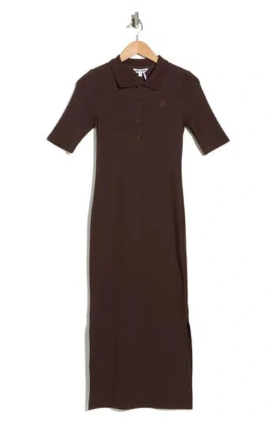 Dkny Jeans Short Sleeve Polo Dress In Brown