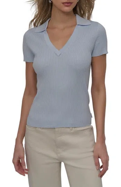 Dkny Jeans Short Sleeve Rib Polo Sweater