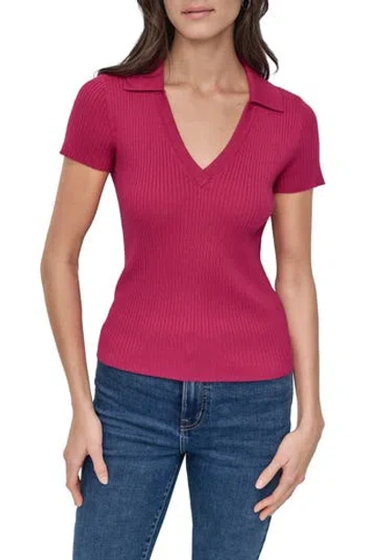 Dkny Jeans Short Sleeve Rib Polo Sweater