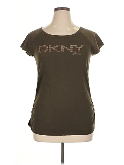 Pre-owned Dkny Jeans Short Sleeve Top In Brown