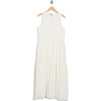 Dkny Jeans Sleeveless Tiered Linen Blend Maxi Dress In Neutral