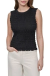 Dkny Jeans Smocked Sleeveless Top In Black