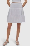 Dkny Jeans Smocked Waist Cotton Gauze Skirt In White