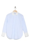 Dkny Jeans Stripe Cotton Button-up Shirt In Skyway Blue/white
