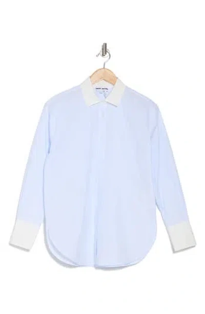 Dkny Jeans Stripe Cotton Button-up Shirt In Skyway Blue/white