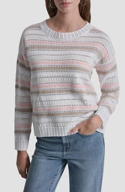 Dkny Jeans Stripe Cotton Pointelle Sweater In Multi