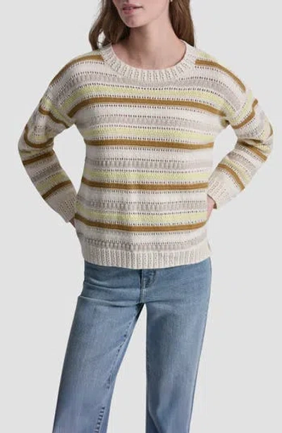 Dkny Jeans Stripe Cotton Pointelle Sweater In Multi