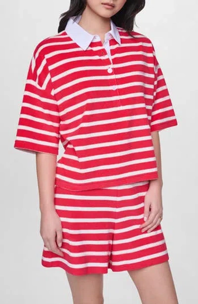 Dkny Jeans Stripe Terry Polo In Multi