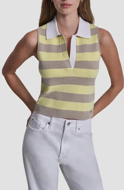 Dkny Jeans Striped Sleeveless Polo In Multi