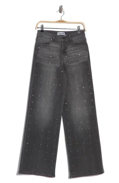 Dkny Jeans Studded High Waist Wide Leg Jeans In Washington