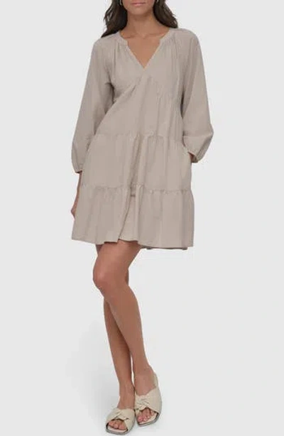 Dkny Jeans Tiered Babydoll Dress In Gray