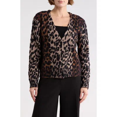 Dkny Jeans V-neck Leopard Cardigan In Multi