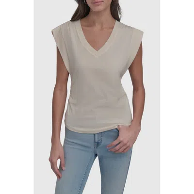 Dkny Jeans V-neck Ruched Shoulder Top