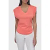 Dkny Jeans V-neck Ruched Shoulder Top