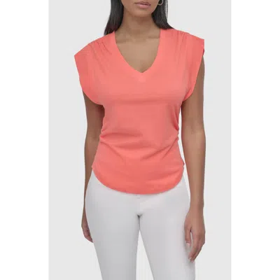Dkny Jeans V-neck Ruched Shoulder Top