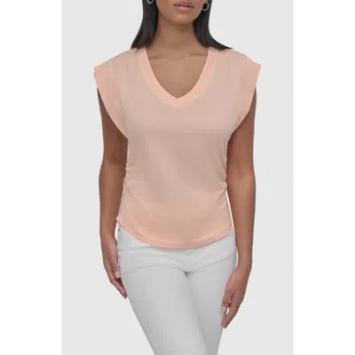 Dkny Jeans V-neck Ruched Shoulder Top