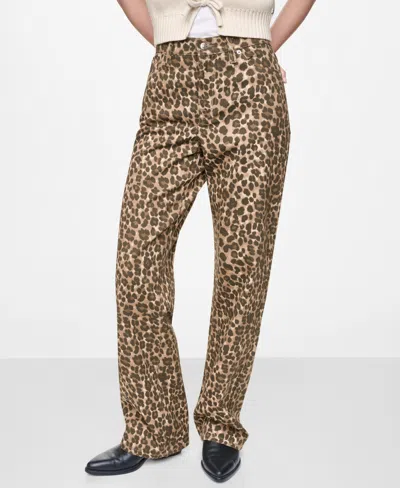 Dkny Jeans Women's Animal Print Mid-rise Straight Leg Jeans In Brown