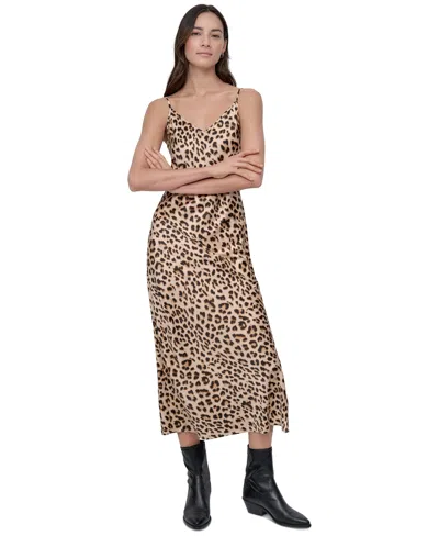 Dkny Jeans Women's Animal-print Washed Satin Slipdress