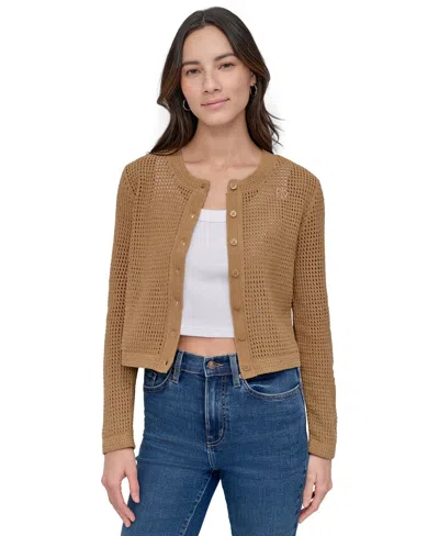 Dkny Jeans Women's Baby Chenille Open-stitch Long-sleeve Cardigan