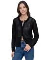 Dkny Jeans Open Stitch Cotton Cardigan In Black