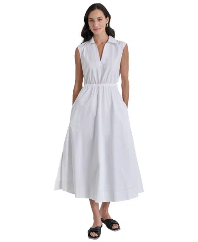 Dkny Jeans Women's Back-cut-out Sleeveless Maxi Dress In White