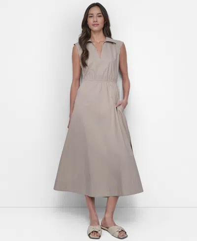 Dkny Jeans Women's Back-cut-out Sleeveless Maxi Dress In Gray