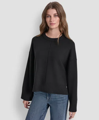 Dkny Jeans Women's Bell Sleeve Crewneck Sweater In Black