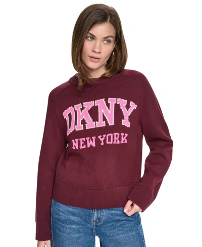 Dkny Jeans Women's Bell-sleeve Raglan Sweater In Claret,taffy,eggnog