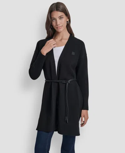 Dkny Jeans Women's Belted Oversized Open-front Cardigan In Multi