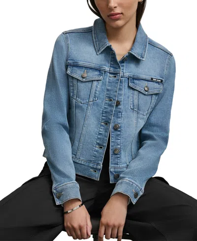 Dkny Jeans Women's Button-down Denim Trucker Jacket In Fi - Chambers Wash