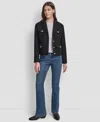 Dkny Jeans Women's Button Front Cropped Jacket In Black