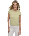 Dkny Jeans Women's Cap-sleeve Crewneck Tee In Green