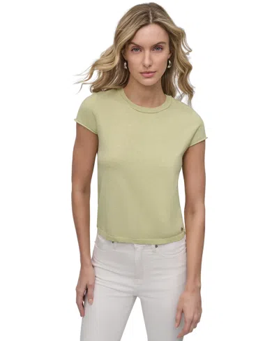 Dkny Jeans Women's Cap-sleeve Crewneck Tee In Green