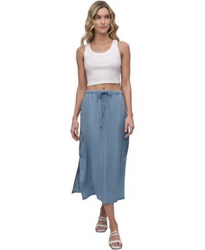 Dkny Jeans Women's Chambray Cargo Midi Skirt In Fjz - Chambray