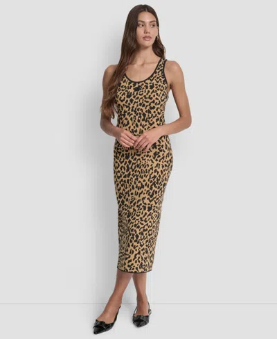 Dkny Jeans Women's Cheetah Jacquard Bodycon Sweater Dress In Multi