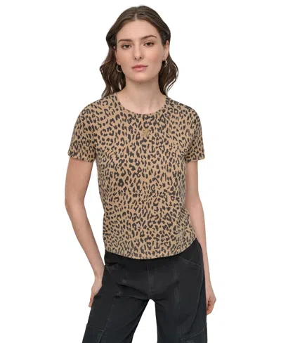 DKNY JEANS WOMEN'S CHEETAH-PRINT SHORT-SLEEVE T-SHIRT