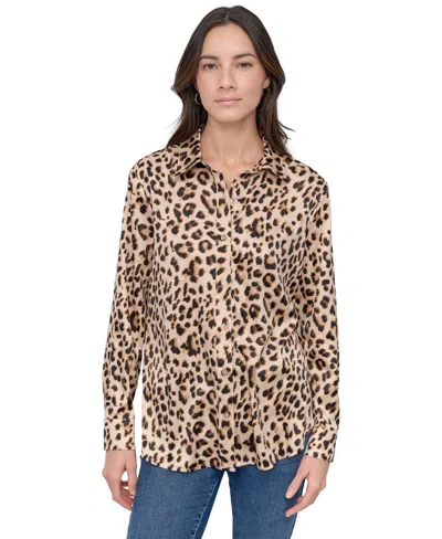 Dkny Jeans Women's Classic-fit Button-front Long-sleeve Blouse
