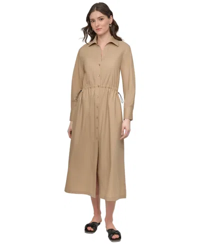 Dkny Jeans Women's Collared Cotton Long-sleeve Shirtdress