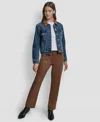 Dkny Jeans Women's Collared Trucker Jacket In Blue
