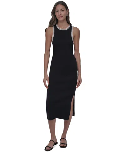 Dkny Jeans Women's Colorblocked Racerback Midi Dress In Black