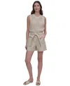 Dkny Jeans Women's Cotton Belted Paperbag-waist Shorts