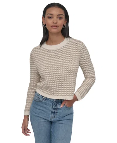 Dkny Jeans Women's Cotton Chunky-stitch Crewneck Sweater In Kn4 - Eggnog,pebble