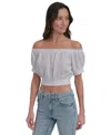 Dkny Jeans Women's Cotton Gauze Off-the-shoulder Top In Wht - White