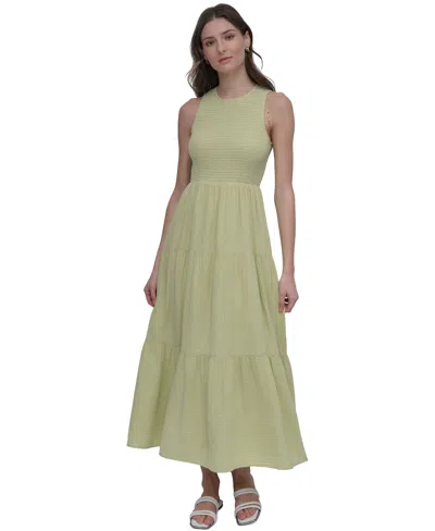 Dkny Jeans Women's Cotton Gauze Smocked-bodice Maxi Dress In Kxs - Tea Green
