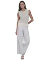 Dkny Jeans Women's Cotton Pointelle-knit Sleeveless Sweater In Ivy - Ivory