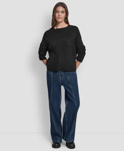 Dkny Jeans Women's Crewneck Long-sleeve Sweater In Black