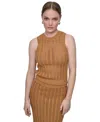 Dkny Jeans Women's Crewneck Pointelle-stitch Tank Sleeveless Sweater
