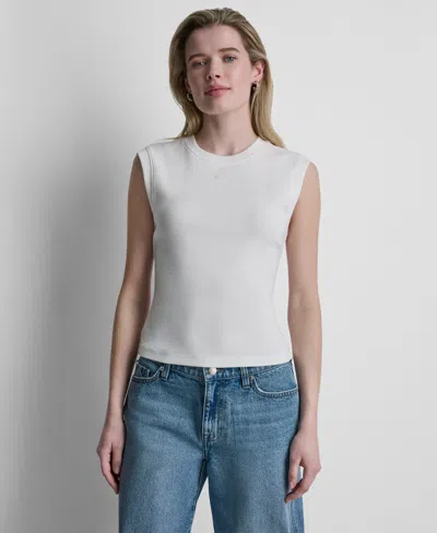 Dkny Jeans Women's Crewneck Sleeveless T-shirt In White