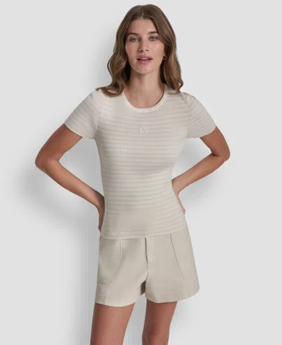 Dkny Jeans Women's Crewneck Striped Top In White